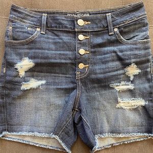 High Rise Distressed Denim Shorts!